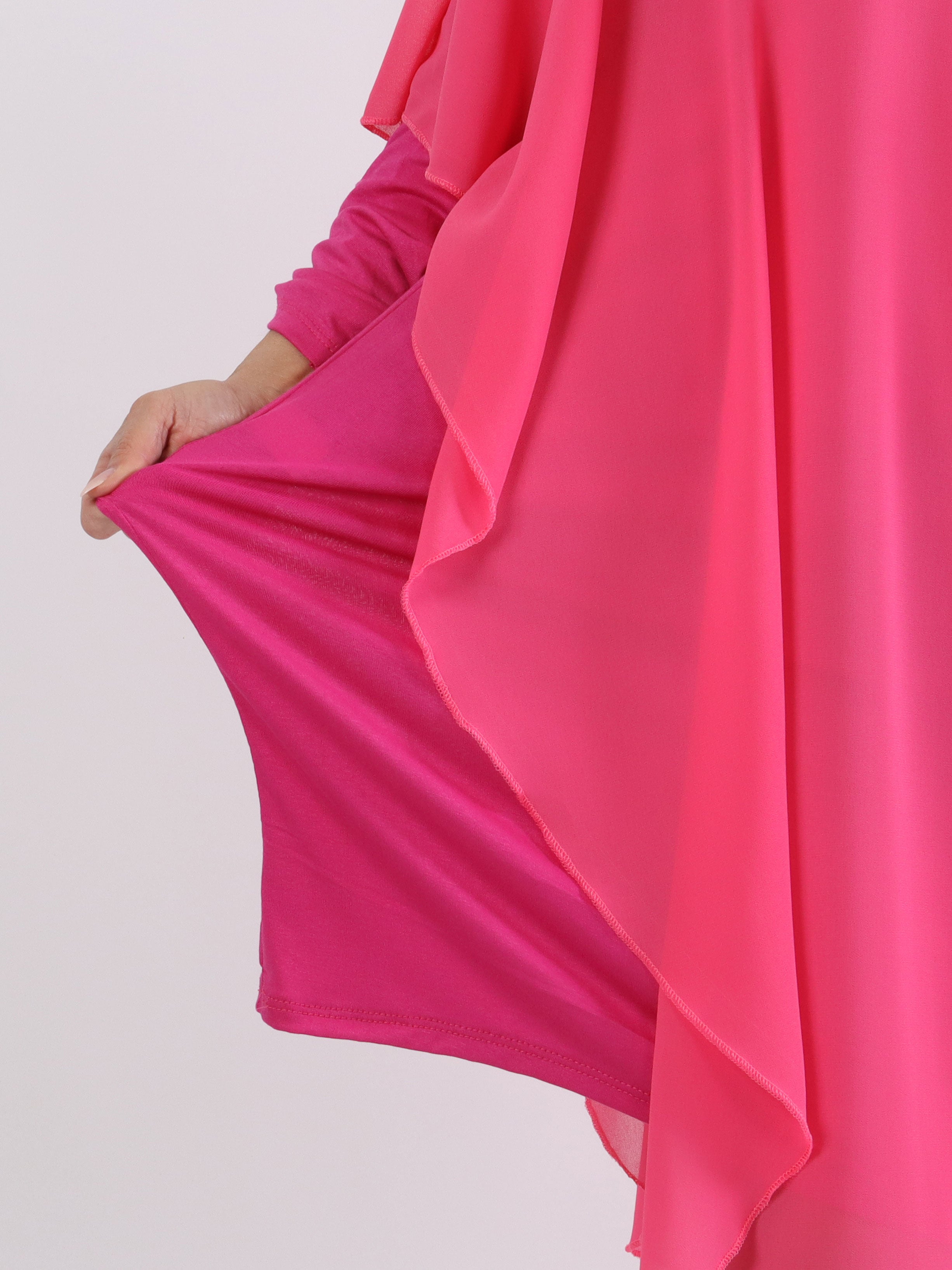 Kenya Long Sleeve - Plus size tunikakjole med chiffonlag